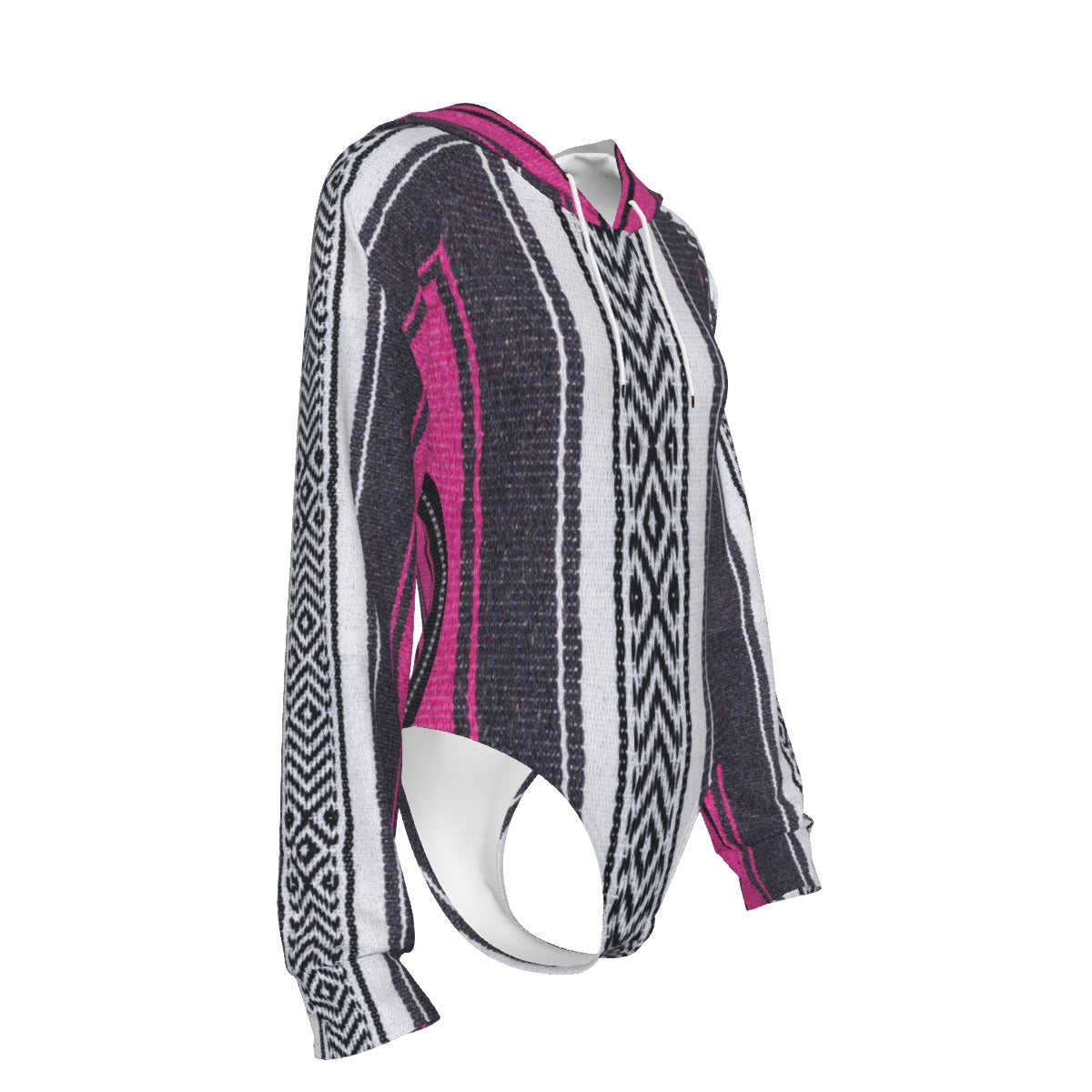 Women's Mexican blanket style Raglan Sleeve Hooded Bodysuit