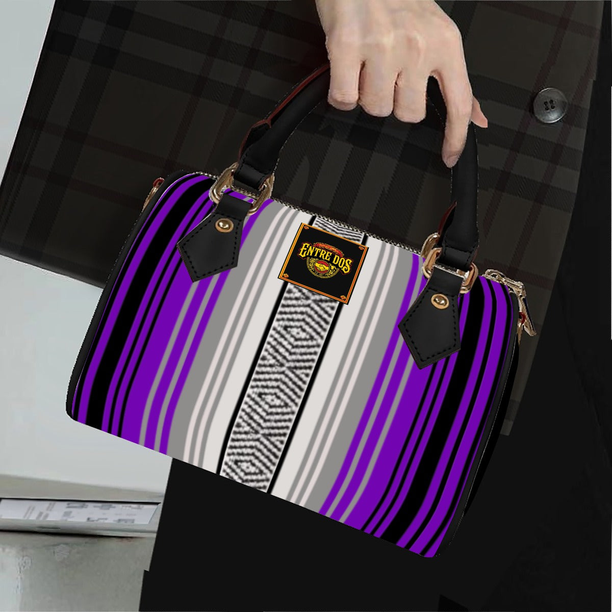 Classic Barrel-Shaped PU Leather Handbag