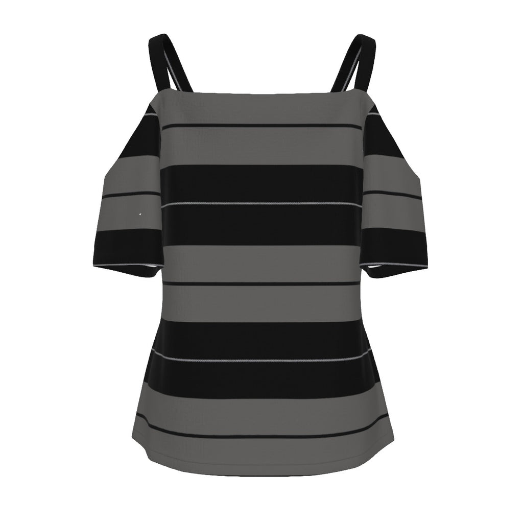 Women's Cold Shoulder T-shirt With Criss Cross Strips