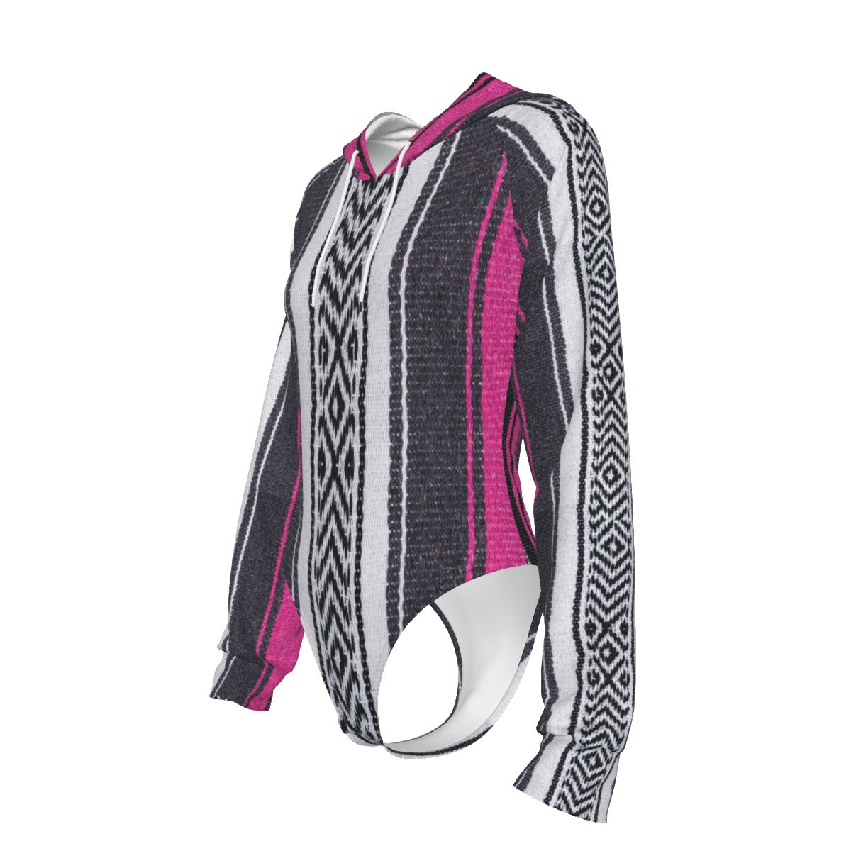 Women's Mexican blanket style Raglan Sleeve Hooded Bodysuit