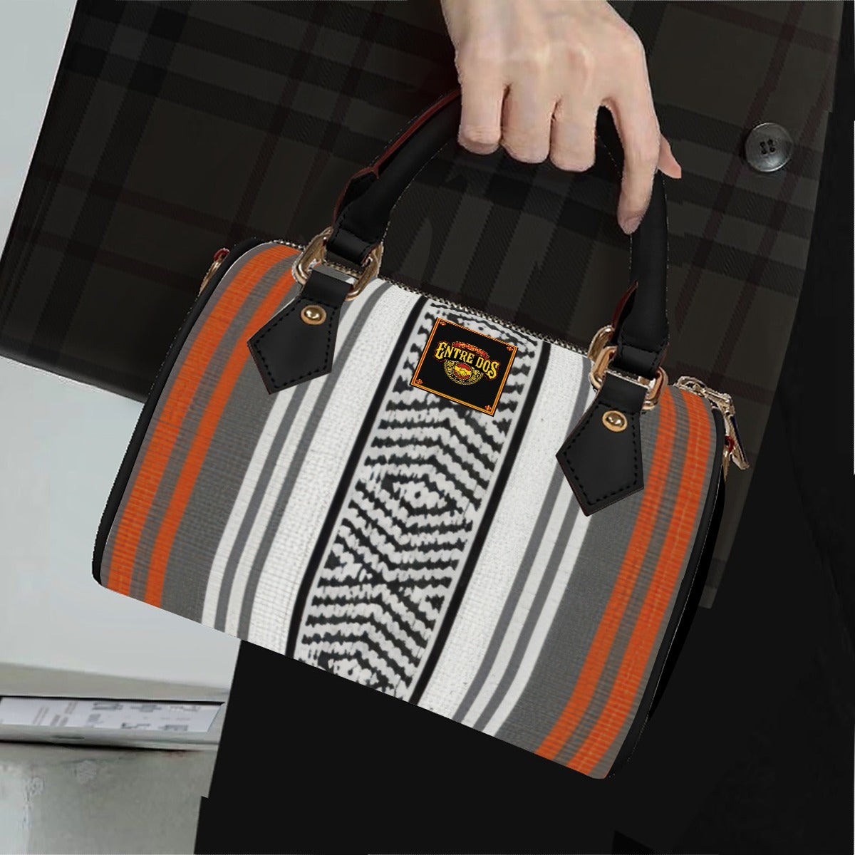 Classic Barrel-Shaped PU Leather Handbag