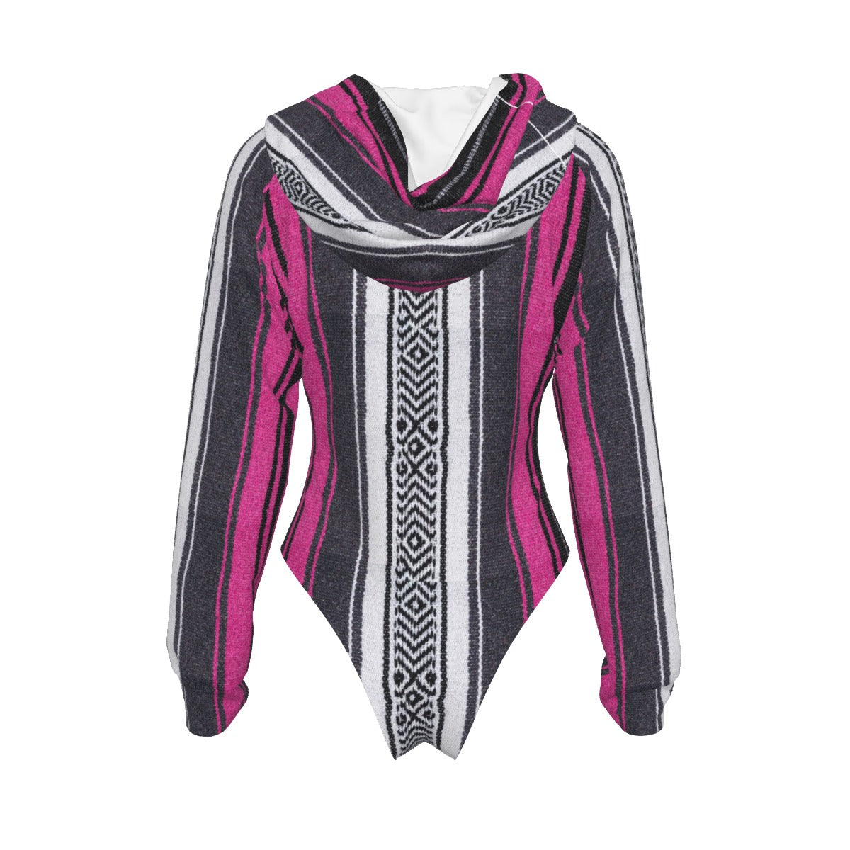 Women's Mexican blanket style Raglan Sleeve Hooded Bodysuit